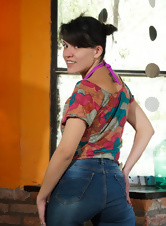 Shy Brunette Hairy Pussy Solo Pics